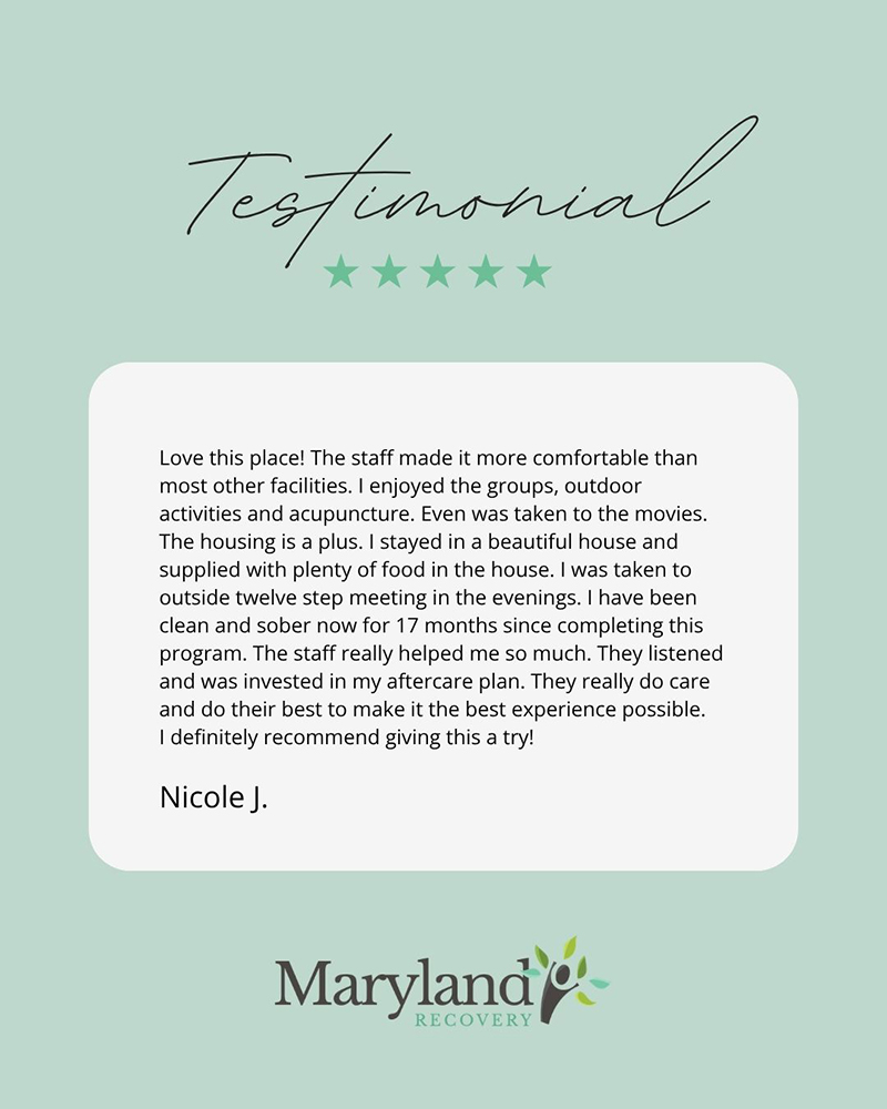 Maryland Recovery addiction treatment testimonial