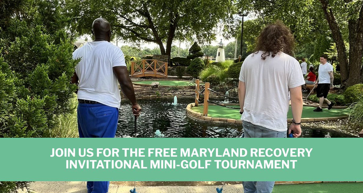 Maryland Recovery community mini-golf tournament event.